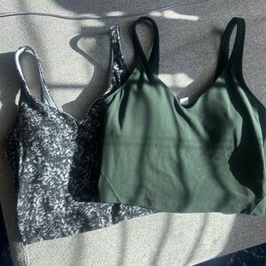 lululemon athletica Black and Green Tank Tops